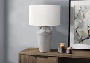 Monarch Specialties Lighting, 28" Table Lamp with Elegant Ceramic Base and 3-Way Switch for Cozy or Vibrant Ambiance GREY,IVORY 18 L x 18 W x 28 H 