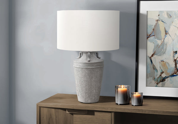 Monarch Specialties Lighting, 28" Table Lamp with Elegant Ceramic Base and 3-Way Switch for Cozy or Vibrant Ambiance GREY,IVORY 18 L x 18 W x 28 H 