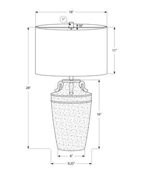 Monarch Specialties Lighting, 28" Table Lamp with Elegant Ceramic Base and 3-Way Switch for Cozy or Vibrant Ambiance GREY,IVORY 18 L x 18 W x 28 H 