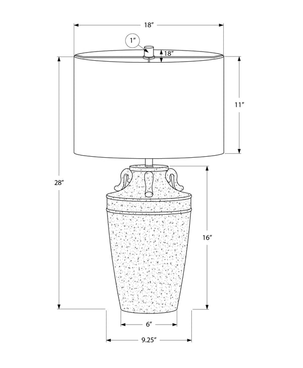 Monarch Specialties Lighting, 28" Table Lamp with Elegant Ceramic Base and 3-Way Switch for Cozy or Vibrant Ambiance GREY,IVORY 18 L x 18 W x 28 H 