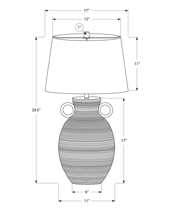 Monarch Specialties Lighting, 30" Elegant Table Lamp with Ribbed Ceramic Base and Contemporary Shade for Stylish Decor WHITE,IVORY 17 L x 17 W x 29.5 H 