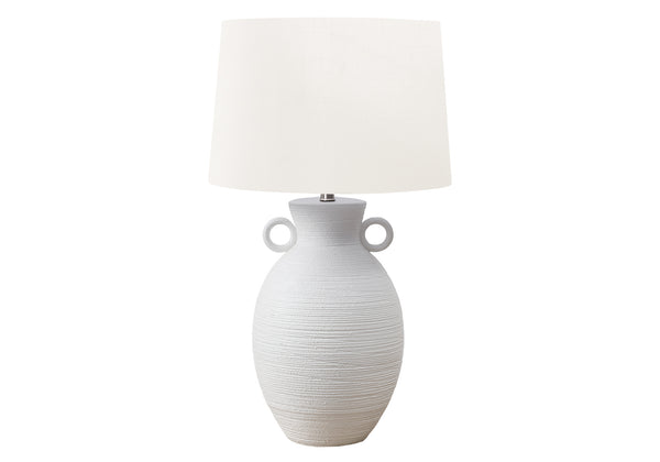 Monarch Specialties Lighting, 30" Elegant Table Lamp with Ribbed Ceramic Base and Contemporary Shade for Stylish Decor WHITE,IVORY 17 L x 17 W x 29.5 H 