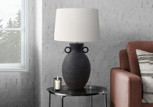 Monarch Specialties Lighting, 30" Elegant Table Lamp with Ribbed Ceramic Base and Contemporary Shade for Stylish Decor BLACK,IVORY 17 L x 17 W x 29.5 H 