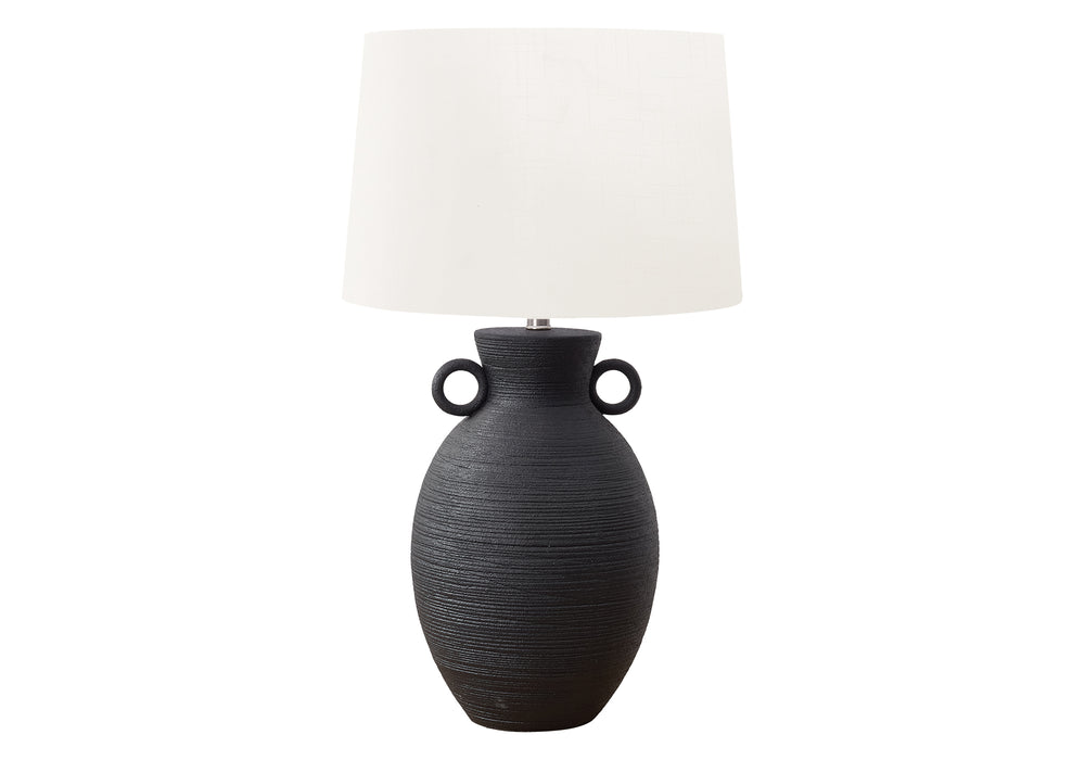 Monarch Specialties Lighting, 30" Elegant Table Lamp with Ribbed Ceramic Base and Contemporary Shade for Stylish Decor BLACK,IVORY 17 L x 17 W x 29.5 H 