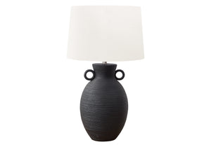 Monarch Specialties Lighting, 30" Elegant Table Lamp with Ribbed Ceramic Base and Contemporary Shade for Stylish Decor BLACK,IVORY 17 L x 17 W x 29.5 H 