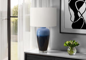 Monarch Specialties Lighting, 29" Contemporary Blue Ceramic Table Lamp with Ivory Shade for Stylish Home Ambiance Default Title  