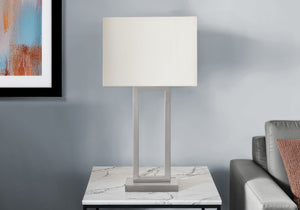 Monarch Specialties Lighting, Modern Table Lamp with USB Port - 28" Stylish Design for Home Ambiance & Practical Use SILVER,IVORY 15 L x 9 W x 28 H 