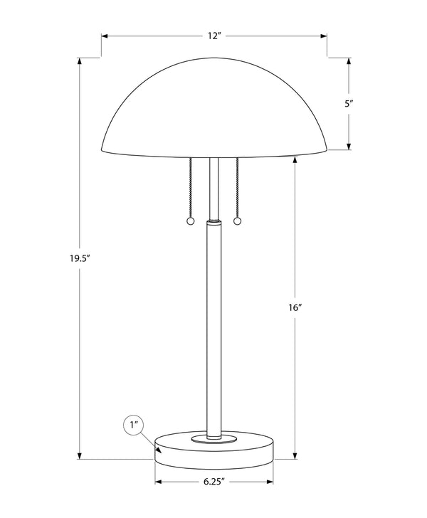 Monarch Specialties Lighting, 20" Contemporary Table Lamp in Sleek Metal Design for Modern Home Decor and Style BLACK,SILVER 12 L x 12 W x 19.5 H 