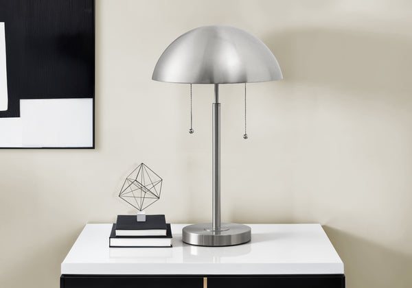 Monarch Specialties Lighting, 20" Contemporary Table Lamp in Sleek Metal Design for Modern Home Decor and Style SILVER 12 L x 12 W x 19.5 H 