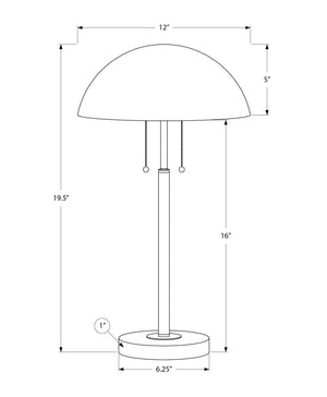 Monarch Specialties Lighting, 20" Contemporary Table Lamp in Sleek Metal Design for Modern Home Decor and Style SILVER 12 L x 12 W x 19.5 H 