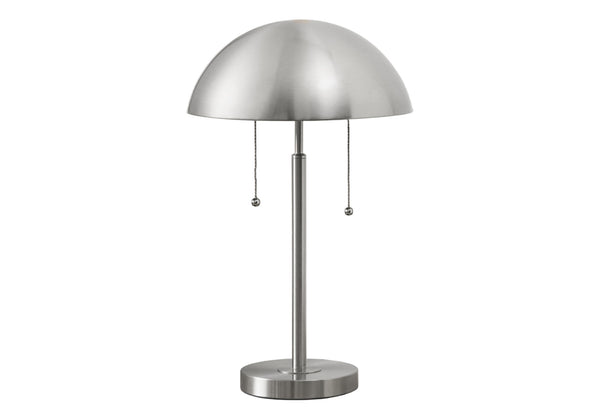 Monarch Specialties Lighting, 20" Contemporary Table Lamp in Sleek Metal Design for Modern Home Decor and Style SILVER 12 L x 12 W x 19.5 H 
