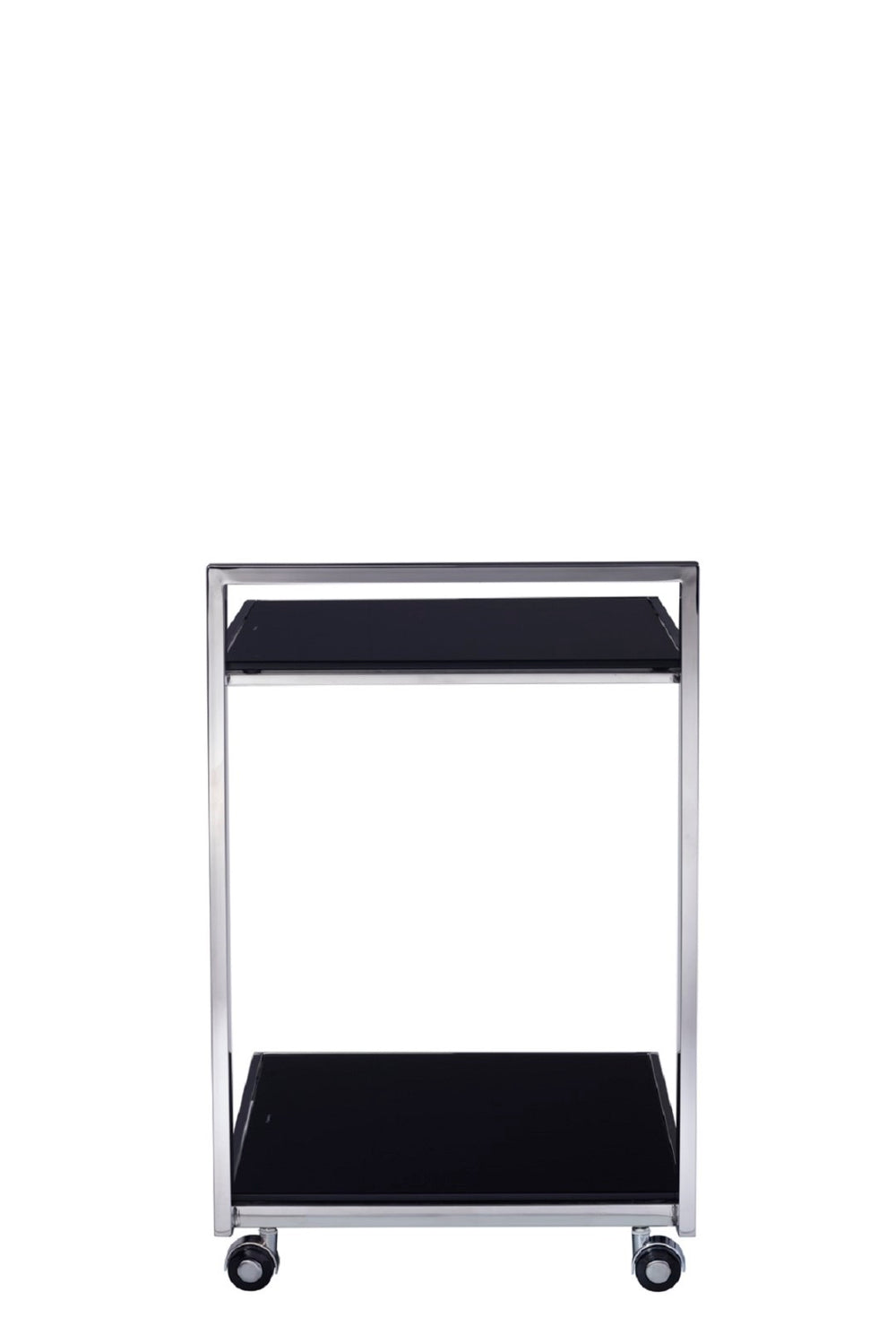 Pasargad Luxe Collection Glass & Steel Serving Table With Wheels For Effortless Mobility & Style Black Glass & Steel Jj-1009