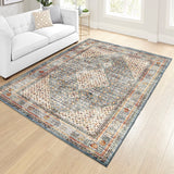 Orian Rugs Imperial Excalibur Distressed Machine Woven Polypropylene Traditional Area Rug Blue Polypropylene