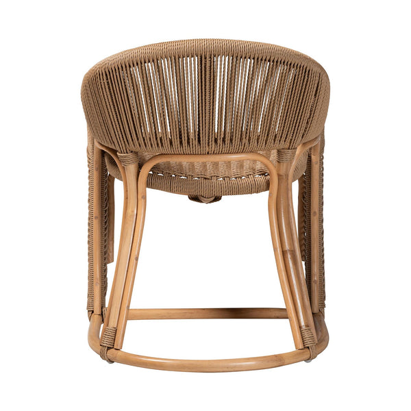 Baxton Studio Bali & Pari Handcrafted Rattan Accent Chair Woven Wicker Bohemian Seat for Coastal Living Rooms Natural Brown 22.4W x 24D x 29.5H Isra-Natural-Rattan/Banana Fiber-AC