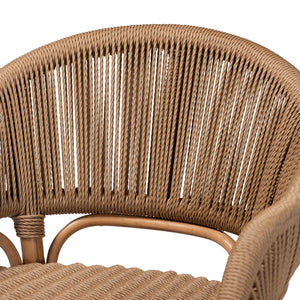 Baxton Studio Bali & Pari Handcrafted Rattan Accent Chair Woven Wicker Bohemian Seat for Coastal Living Rooms Natural Brown 22.4W x 24D x 29.5H Isra-Natural-Rattan/Banana Fiber-AC