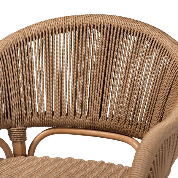 Baxton Studio Bali & Pari Handcrafted Rattan Accent Chair Woven Wicker Bohemian Seat for Coastal Living Rooms Natural Brown 22.4W x 24D x 29.5H Isra-Natural-Rattan/Banana Fiber-AC