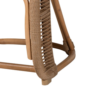 Baxton Studio Bali & Pari Handcrafted Rattan Accent Chair Woven Wicker Bohemian Seat for Coastal Living Rooms Natural Brown 22.4W x 24D x 29.5H Isra-Natural-Rattan/Banana Fiber-AC