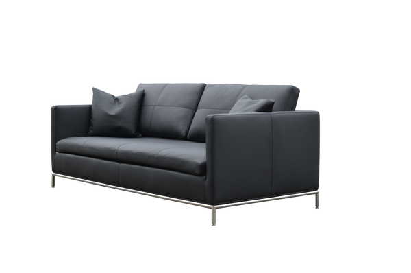 Soho Concept Zara Small Armchair - Modern Design With Brushed Stainless Steel Base, 350 Lbs Capacity, Comfortable Pillow Black  Soho-concept-dining-chair-13516