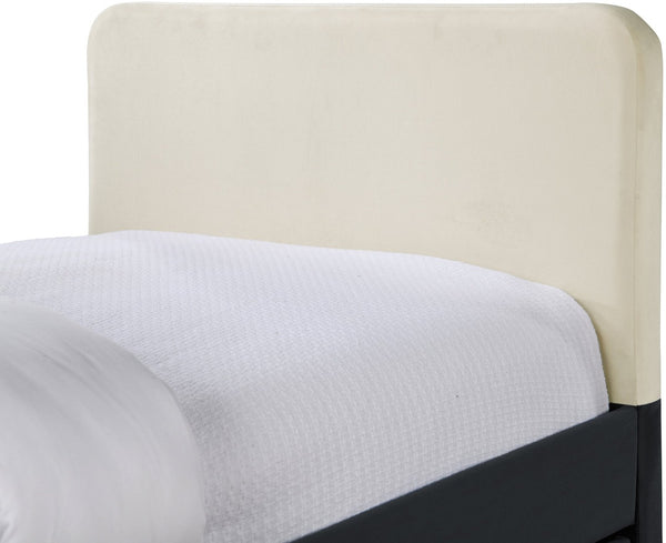 Meridian Furniture Ivy Velvet Twin Bed with Rolling Trundle Two-tone Upholstered Frame for Youth Rooms Black IvyBlack-T