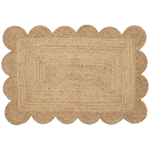 Trans Ocean Liora Java Scalloped Edge Hand Woven Jute Area Rug - Stylish, Durable, And Easy Care For Any Space Natural Jute Jaa23103012