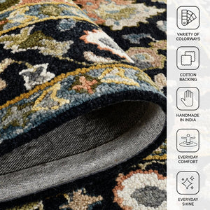 Amer Rugs Jackson Traditional Style Hand-hooked Area Rug - Luxurious Wool Design For Timeless Home Elegance Black Wool Jac20810