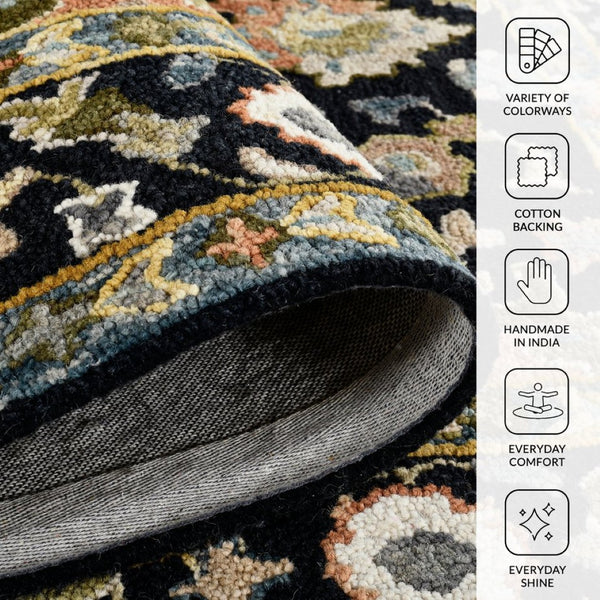 Amer Rugs Jackson Traditional Style Hand-hooked Area Rug - Luxurious Wool Design For Timeless Home Elegance Black Wool Jac20810