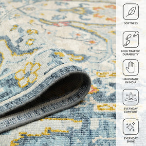 Amer Rugs Jaigarh Hand-knotted Oriental Design Area Rug - Luxurious Softness & Stunning Style For Any Room Blue Wool Jai120203