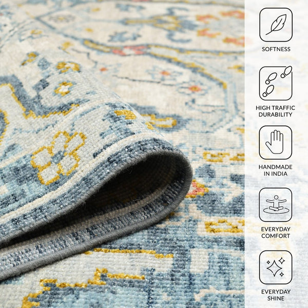 Amer Rugs Jaigarh Hand-knotted Oriental Design Area Rug - Luxurious Softness & Stunning Style For Any Room Blue Wool Jai120203