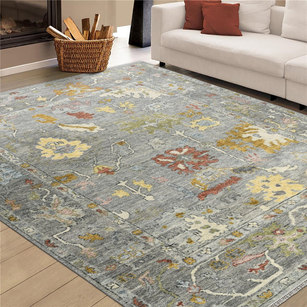 AMER Rugs Jaigarh Beauz JAI-17 Hand-Knotted Handmade Raw Handspun New Zealand Wool Traditional Oriental Rug Pigeon Gray 10' x 14'