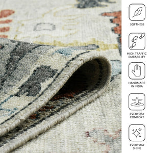 Amer Rugs Jaigarh Hand-knotted Oriental Design Area Rug - Luxurious Softness & Stunning Style For Any Room Ivory,Cool Breeze Wool Jai180810