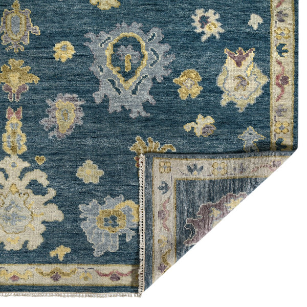 AMER Rugs Jaigarh Carmina JAI-20 Hand-Knotted Handmade Raw Handspun New Zealand Wool Traditional Oriental Rug Medium Blue 10' x 14'