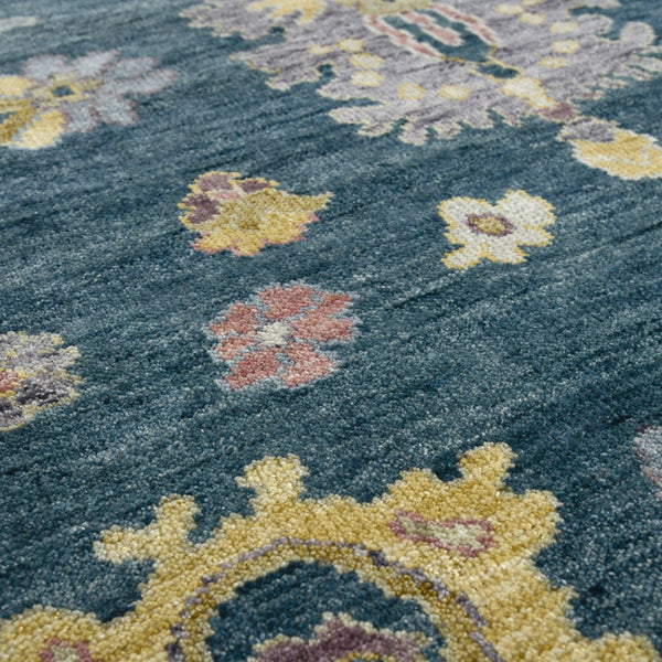 AMER Rugs Jaigarh Carmina JAI-20 Hand-Knotted Handmade Raw Handspun New Zealand Wool Traditional Oriental Rug Medium Blue 10' x 14'