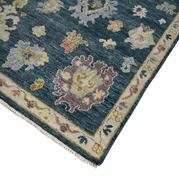 AMER Rugs Jaigarh Carmina JAI-20 Hand-Knotted Handmade Raw Handspun New Zealand Wool Traditional Oriental Rug Medium Blue 10' x 14'