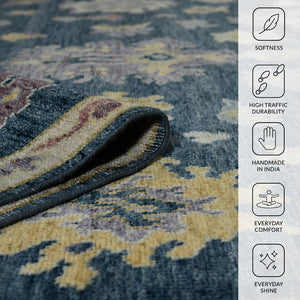 Amer Rugs Jaigarh Hand-knotted Oriental Design Area Rug - Luxurious Softness & Stunning Style For Any Room Medium Blue Wool Jai200810