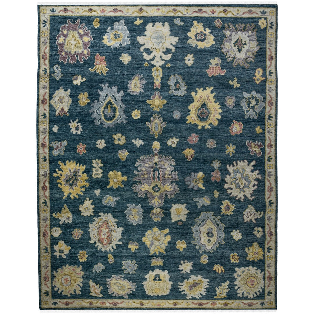 AMER Rugs Jaigarh Carmina JAI-20 Hand-Knotted Handmade Raw Handspun New Zealand Wool Traditional Oriental Rug Medium Blue 10' x 14'