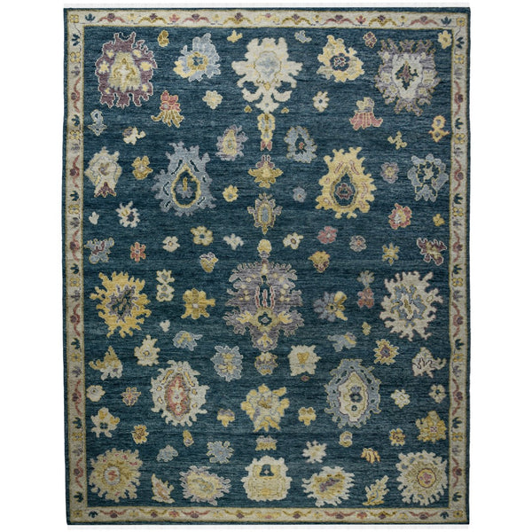 AMER Rugs Jaigarh Carmina JAI-20 Hand-Knotted Handmade Raw Handspun New Zealand Wool Traditional Oriental Rug Medium Blue 10' x 14'
