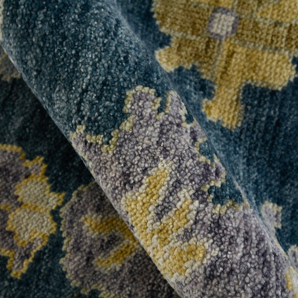 AMER Rugs Jaigarh Carmina JAI-20 Hand-Knotted Handmade Raw Handspun New Zealand Wool Traditional Oriental Rug Medium Blue 10' x 14'