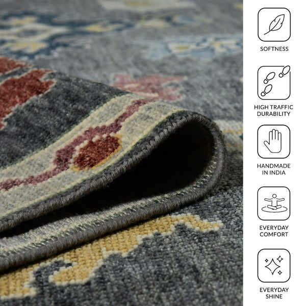 Amer Rugs Jaigarh Hand-knotted Oriental Design Area Rug - Luxurious Softness & Stunning Style For Any Room Pebble Gray,Ivory Wool Jai210912