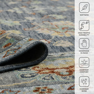 Amer Rugs Jaigarh Hand-knotted Oriental Design Area Rug - Luxurious Softness & Stunning Style For Any Room Denim,Slate Wool Jai220203