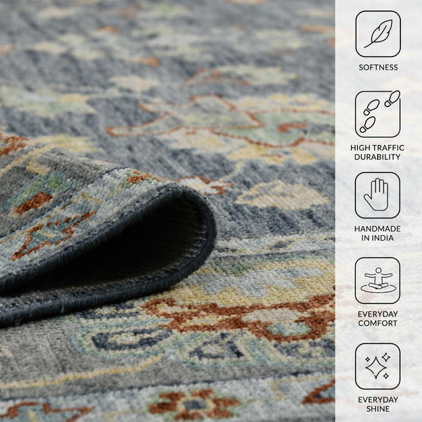 Amer Rugs Jaigarh Hand-knotted Oriental Design Area Rug - Luxurious Softness & Stunning Style For Any Room Denim,Slate Wool Jai220203