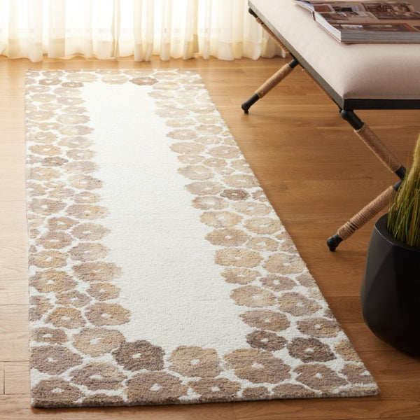 Safavieh Jardin Hand Tufted Wool Floral Runner Rug for Hallways and Entryways in Beige 2'-3" x 8'-0" JAR101A-28
