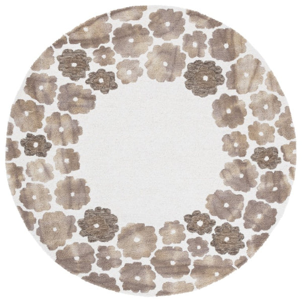 Safavieh Jardin Hand Tufted Wool Floral Runner Rug for Hallways and Entryways in Beige 6'-0" x 6'-0" - A JAR101A-6R