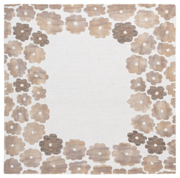 Safavieh Jardin Hand Tufted Wool Floral Runner Rug for Hallways and Entryways in Beige 6'-0" x 6'-0" - B JAR101A-6SQ