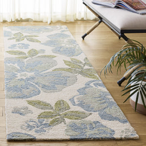 Safavieh Jardin Hand-Tufted Ivory And Blue Floral Rug — Wool-Cotton Blend, Timeless Coastal Elegance And Comfort 5'-0" x 8'-0" JAR102M-5