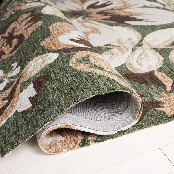 Safavieh Jardin Hand‑Tufted Green And Pink Floral Rug — 80% Wool, Cotton Blend, Durable Soft Underfoot Elegance 9'-0" x 12'-0" JAR102Y-9