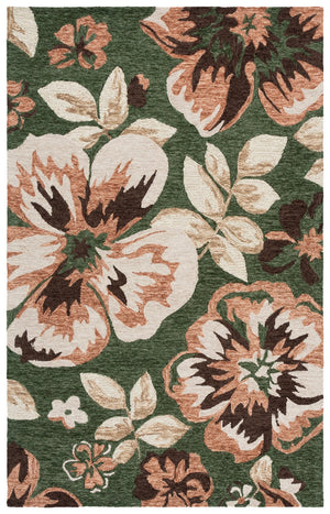 Safavieh Jardin Hand-Tufted Wool-Cotton Floral Rug In Green & Pink — Artisanal Low-Profile Cozy Accent 6'-0" x 6'-0" JAR102Y-6SQ