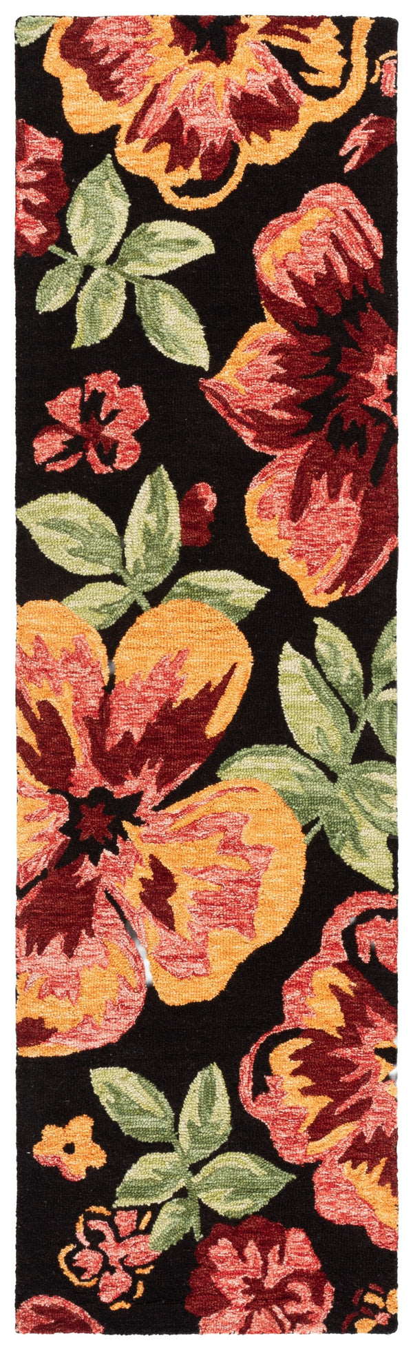 Safavieh Jardin Hand-Tufted Black And Red Floral Area Rug, Wool-Cotton Blend, Low-Profile 3/8" Pile Elegance 8'-0" x 10'-0" JAR102Z-8
