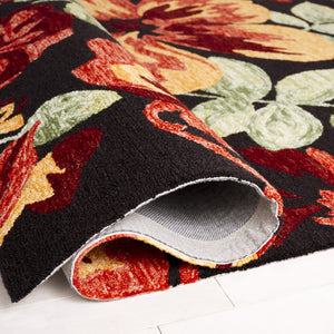 Safavieh Jardin Hand-Tufted Black And Red Floral Area Rug, Wool-Cotton Blend, Low-Profile 3/8" Pile Elegance 8'-0" x 10'-0" JAR102Z-8