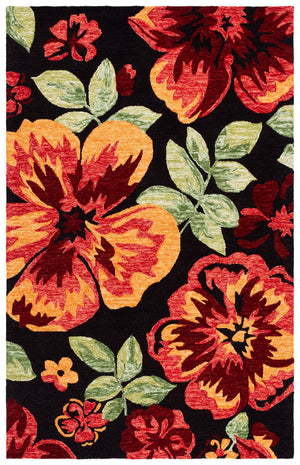 Safavieh Jardin Hand-Tufted Black And Red Floral Area Rug, Wool-Cotton Blend, Low-Profile 3/8" Pile Elegance 8'-0" x 10'-0" JAR102Z-8