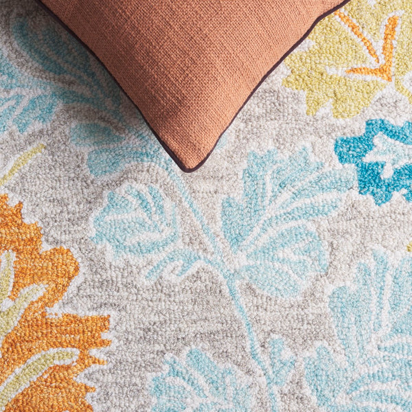 Safavieh Jardin Hand-tufted Floral Rug - Elegant Wool-cotton Blend, Perfect For Cozy Spaces And Style Blue ,Grey 80% Wool,20% Cotton Jar125m-6sq